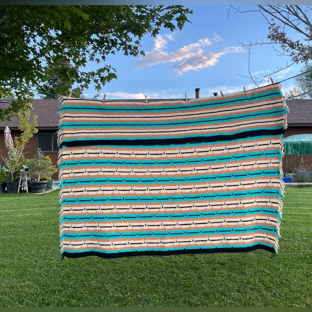 Vintage Handmade Crocheted Blanket